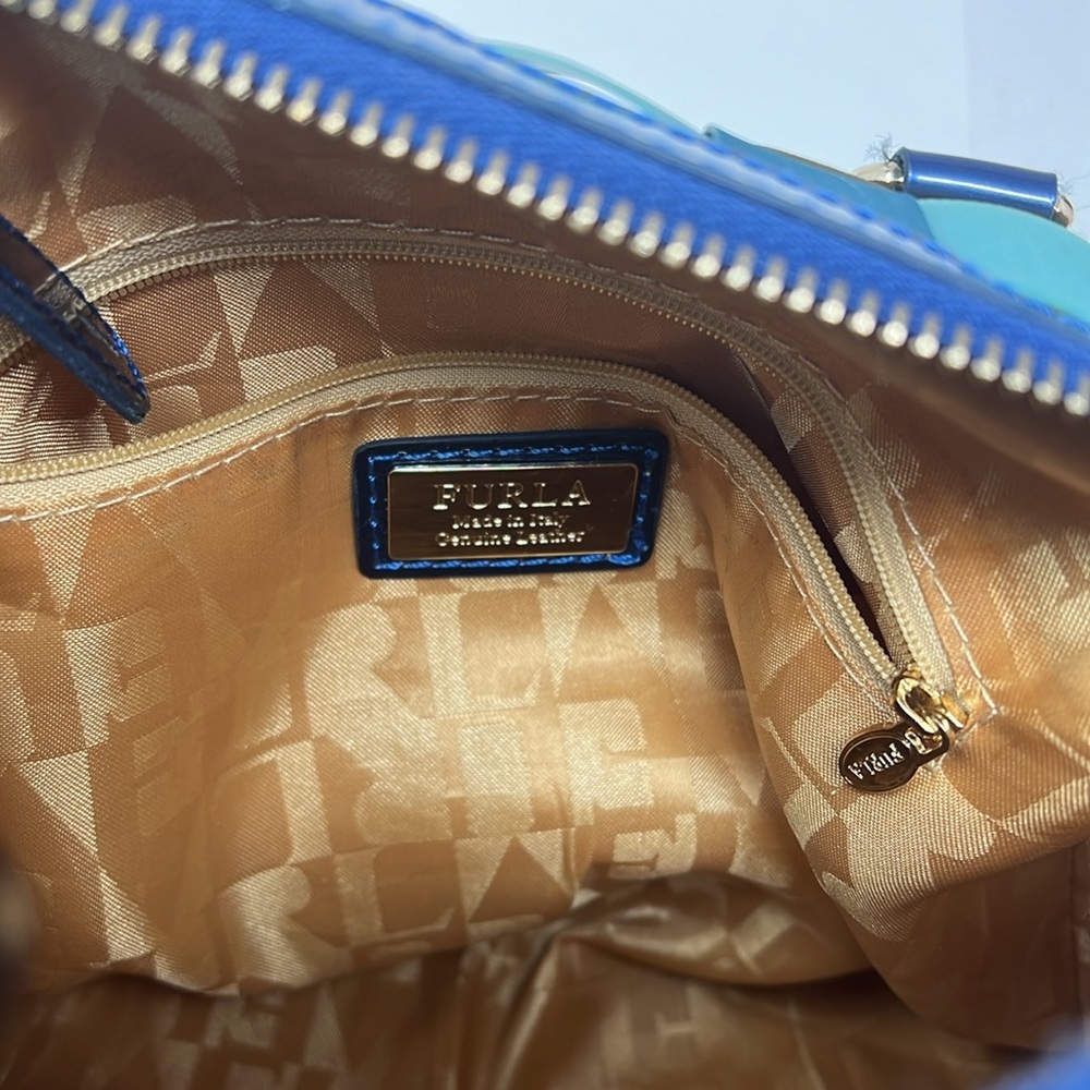 Furla Multi Color Patent And Multi Color Mesh Bow… - image 7